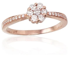 Diamond Sky Jewelry Auksinis žiedas su deimantais „Deimantų Gėlė III“