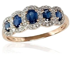 Diamond Sky Jewelry Auksinis žiedas su deimantais ir safyrais „Jenny“