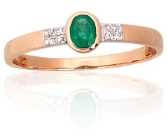 Diamond Sky Jewelry Auksinis žiedas su deimantais ir smaragdais „Grakštumas X“