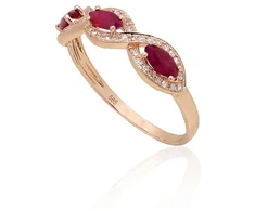 Diamond Sky Jewelry Auksinis žiedas su deimantais ir rubinais „Atėnė XI“