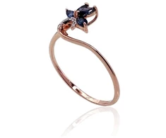 Diamond Sky Jewelry Auksinis žiedas su deimantais ir safyrais „Crystallite III“