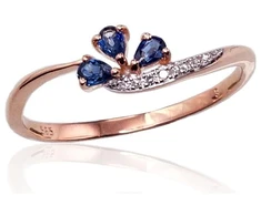 Diamond Sky Jewelry Auksinis žiedas su deimantais ir safyrais „Imperatoriaus Karūna IV“