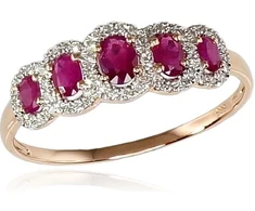 Diamond Sky Jewelry Auksinis žiedas su deimantais ir rubinais „Jenny II“