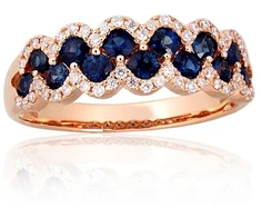 Diamond Sky Jewelry Auksinis žiedas su deimantais ir safyrais „Aukso Raštas XVI“