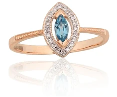 Diamond Sky Jewelry Auksinis žiedas su deimantais ir topazais „Vandenyno Spindesys“