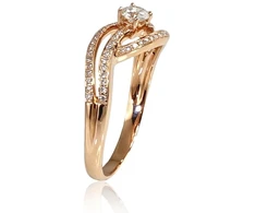 Diamond Sky Jewelry Auksinis žiedas su deimantais „Auksinė Banga VI“