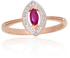 Diamond Sky Jewelry Auksinis žiedas su deimantais ir rubinais „Aleksandrija“