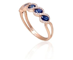 Diamond Sky Jewelry Auksinis žiedas su deimantais ir safyrais „Atėnė II“