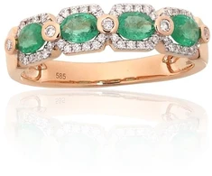 Diamond Sky Jewelry Auksinis žiedas su deimantais ir smaragdais „Smaragdo Gralis“