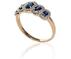 Diamond Sky Jewelry Auksinis žiedas su deimantais ir safyrais „Jenny“