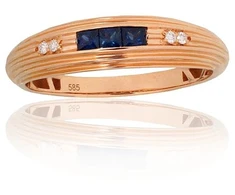 Diamond Sky Jewelry Auksinis žiedas su deimantais ir safyrais „Odette“