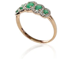 Diamond Sky Jewelry Auksinis žiedas su deimantais ir smaragdais „Jenny IV“