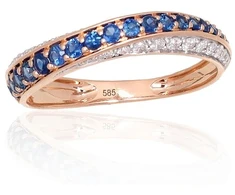 Diamond Sky Jewelry Auksinis žiedas su deimantais ir safyrais „Roxana V“