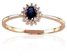 Diamond Sky Jewelry Auksinis žiedas su deimantais ir safyrais „Ferro VI“