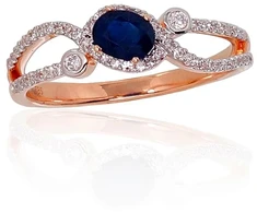 Diamond Sky Jewelry Auksinis žiedas su deimantais ir safyrais „Je t'aime III“