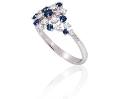 Diamond Sky Jewelry Auksinis žiedas su deimantais ir safyrais „Lunar Symphony“