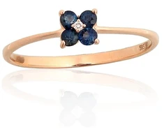 Diamond Sky Jewelry Auksinis žiedas su deimantais ir safyrais „Vidurnakčio Žiedas“