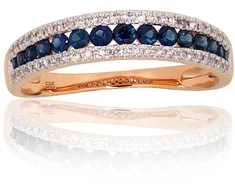 Diamond Sky Jewelry Auksinis žiedas su deimantais ir safyrais „Kamelija X“