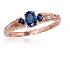 Diamond Sky Jewelry Auksinis žiedas su deimantais ir safyrais „Misa II“