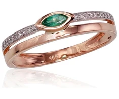 Diamond Sky Jewelry Auksinis žiedas su deimantais ir smaragdais „Dangaus Dovana III“