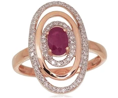 Diamond Sky Jewelry Auksinis žiedas su deimantais ir rubinais „Emma III“