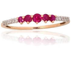 Diamond Sky Jewelry Auksinis žiedas su deimantais ir rubinais „Damaris II“