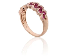 Diamond Sky Jewelry Auksinis žiedas su deimantais ir rubinais „Aukso Raštas XV“