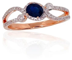 Diamond Sky Jewelry Auksinis žiedas su deimantais ir safyrais „Je t'aime III“