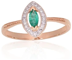Diamond Sky Jewelry Auksinis žiedas su deimantais ir smaragdais „Aleksandrija III“