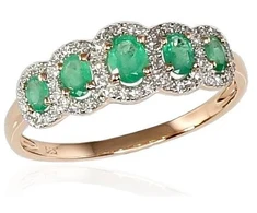 Diamond Sky Jewelry Auksinis žiedas su deimantais ir smaragdais „Jenny IV“