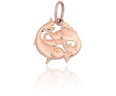 Diamond Sky Jewelry Auksinis zodiako ženklo pakabukas „Žuvys V“