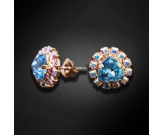 Diamond Sky Jewelry Auskarai „Bermuda Triangle IV (Aquamarine Mėlyna)“ su Swarovski® kristalais