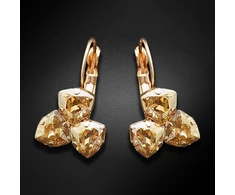 Diamond Sky Jewelry Auskarai „Bermuda Triangle III (Golden Shadow)“ su Swarovski® kristalais