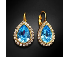 Diamond Sky Jewelry Auskarai „Celestial Drop (Aquamarine Mėlyna)“ su Swarovski® kristalais