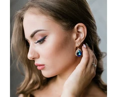 Diamond Sky Jewelry Auskarai „Celestial Drop III (Bermuda Mėlyna)“ su Swarovski® kristalais