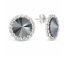 Diamond Sky Jewelry Auskarai „Clarice X (Jet Hematite)“ su Preciosa® kristalais