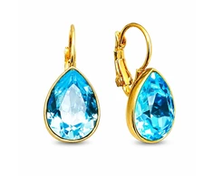 Diamond Sky Jewelry Auskarai „Crystal Drop (Aquamarine Mėlyna)“ su Swarovski® kristalais