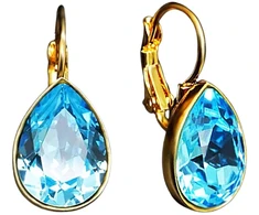 Diamond Sky Jewelry Auskarai „Crystal Drop (Aquamarine Mėlyna)“ su Swarovski® kristalais