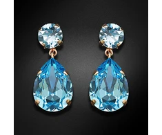 Diamond Sky Jewelry Auskarai „Crystal Drop IV (Aquamarine Mėlyna)“ su Swarovski® kristalais