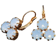 Diamond Sky Jewelry Auskarai „Crystal Lady II (Air Mėlyna Opal)“ su Swarovski® kristalais