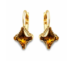 Diamond Sky Jewelry Auskarai „Crystal Rhombus II (Topaz Dorado)“ su Swarovski® kristalais