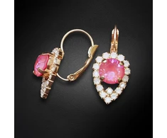 Diamond Sky Jewelry Auskarai „Diva (Lotus Rožinė DeLite)“ su Swarovski® kristalais