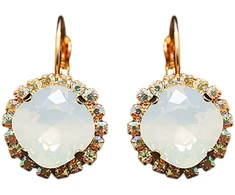Diamond Sky Jewelry Auskarai „Glare III (Baltas Opal)“ su Swarovski® kristalais