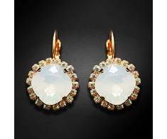 Diamond Sky Jewelry Auskarai „Glare III (Baltas Opal)“ su Swarovski® kristalais