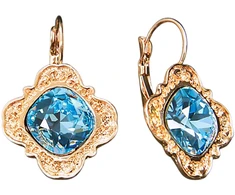 Diamond Sky Jewelry Auskarai „Nostalgia III (Aquamarine Mėlyna)“ su Swarovski® kristalais