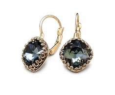 Diamond Sky Jewelry Auskarai „Vintage IV (Sidabrinis Night)“ su Swarovski® kristalais
