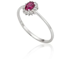 Diamond Sky Jewelry Balto aukso 585 prabos žiedas su deimantais ir rubinais „Ferro III“