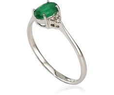 Diamond Sky Jewelry Balto aukso 585 prabos žiedas su deimantais ir smaragdais „Grakštumas III“