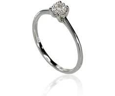 Diamond Sky Jewelry Balto aukso 585 prabos žiedas su deimantais „Solitaras VI“
