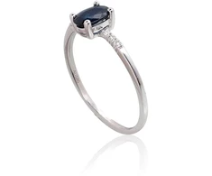 Diamond Sky Jewelry Balto aukso 585 prabos žiedas su deimantais ir safyrais „Grakštumas IV“